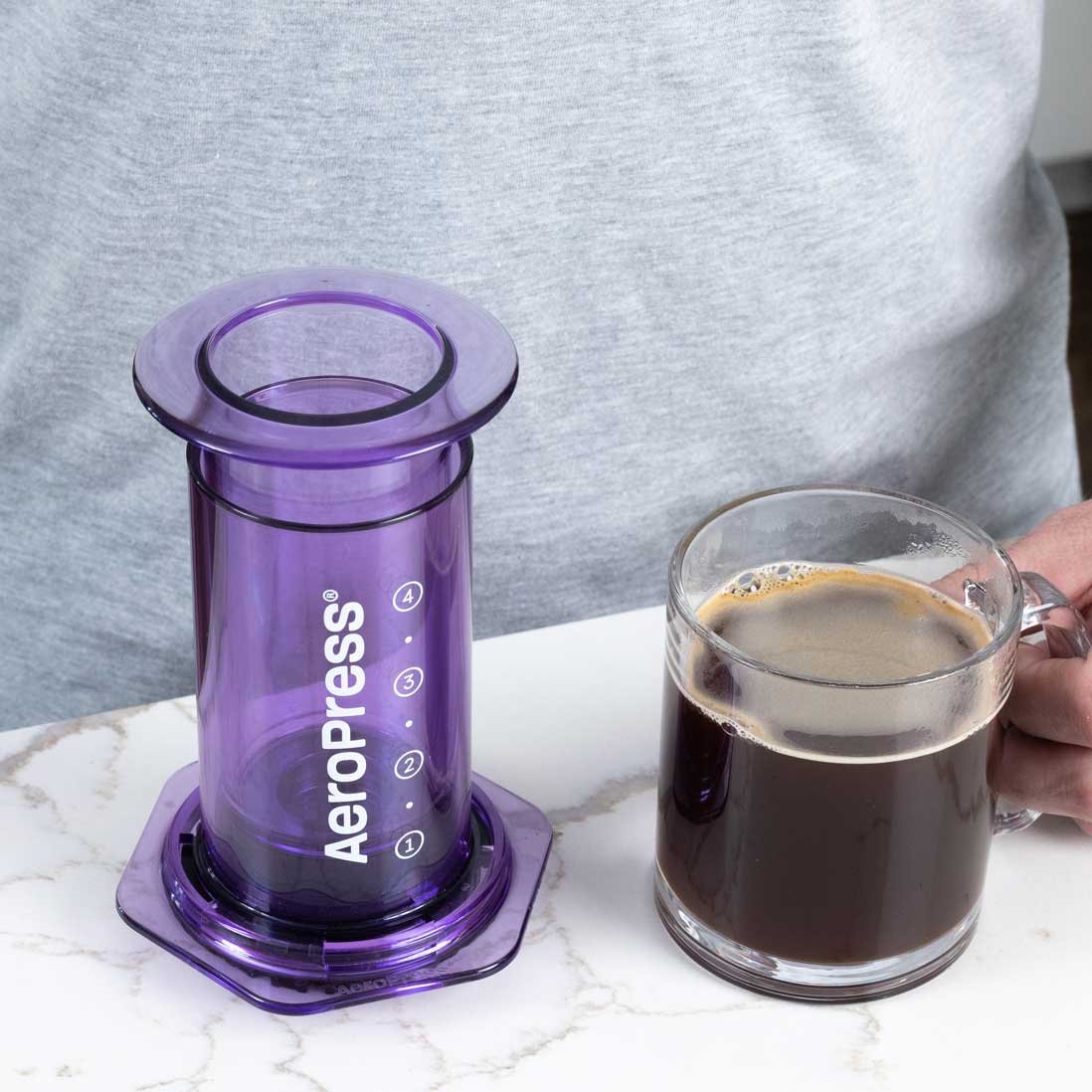 AeroPress Clear Coffee Maker - Purple - Corkys Coffee