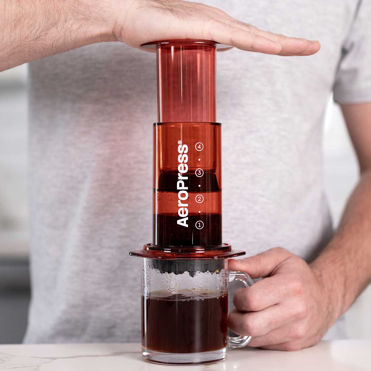 AeroPress Clear Coffee Maker - Red - Corkys Coffee