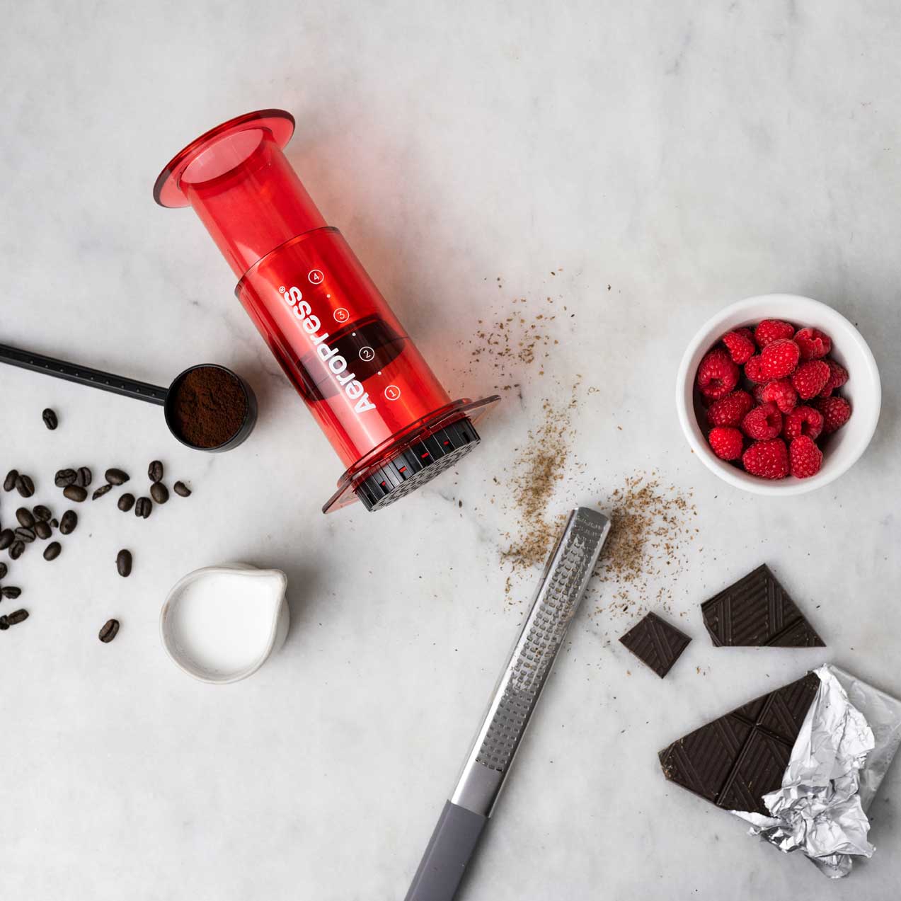 AeroPress Clear Coffee Maker - Red - Corkys Coffee