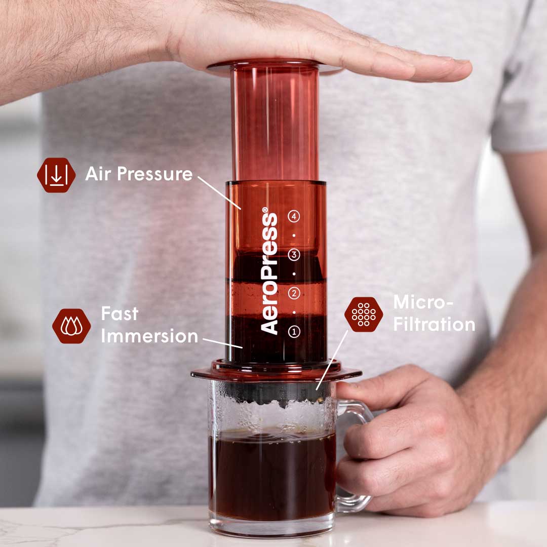 AeroPress Clear Coffee Maker - Red - Corkys Coffee