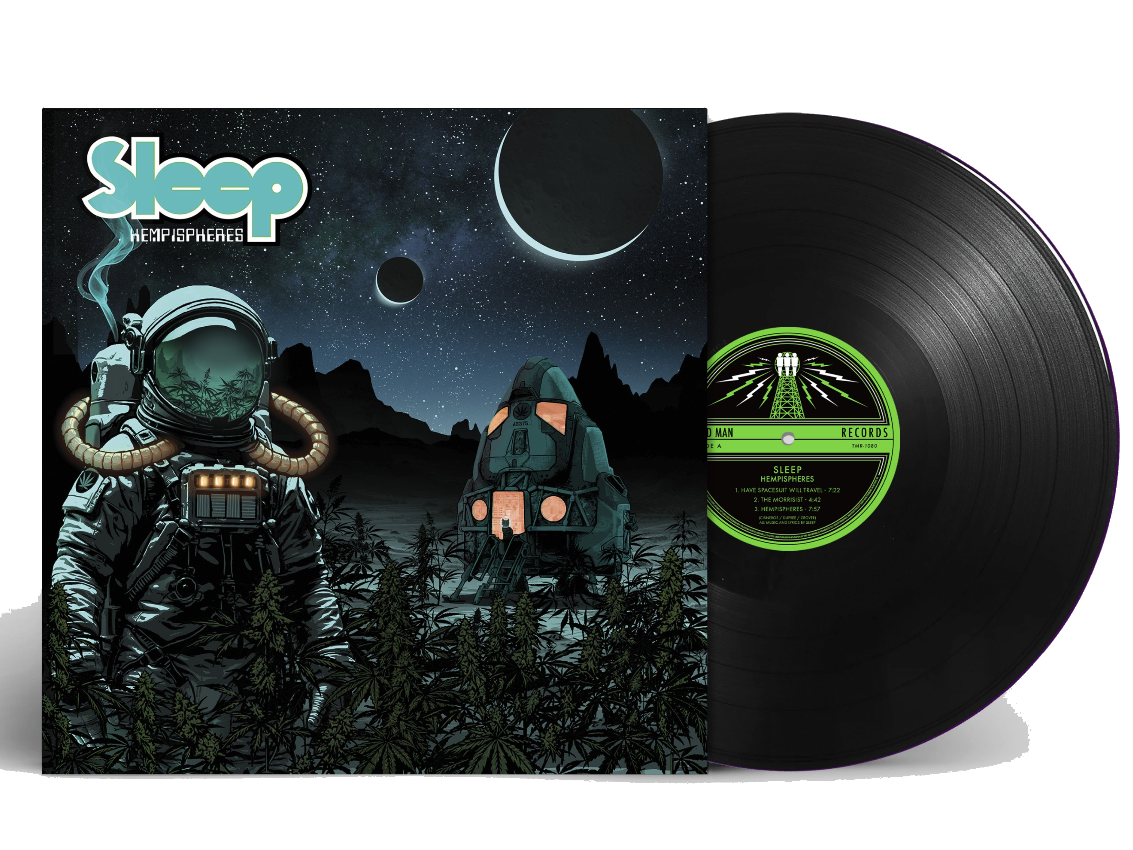 Sleep - Hempispheres LP — front cover + black vinyl mockup