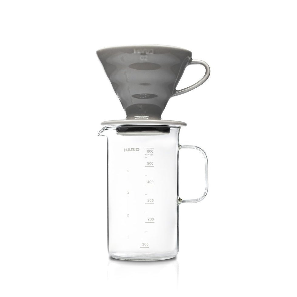Hario Beaker Server and V60 02 Ceramic Dripper Coffee Set - Gray - Corkys Coffee