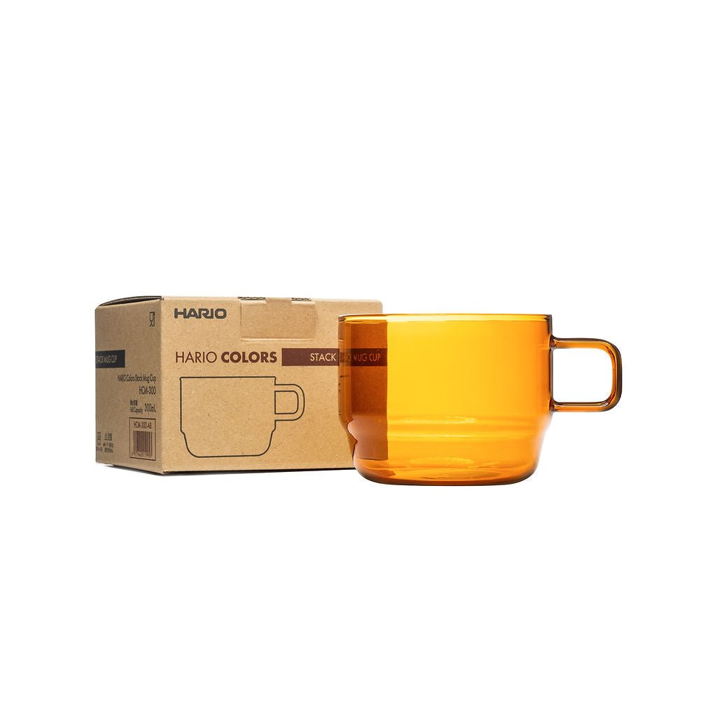 Hario Stackable Glass Mug - Amber (10oz/300ml) - Corkys Coffee