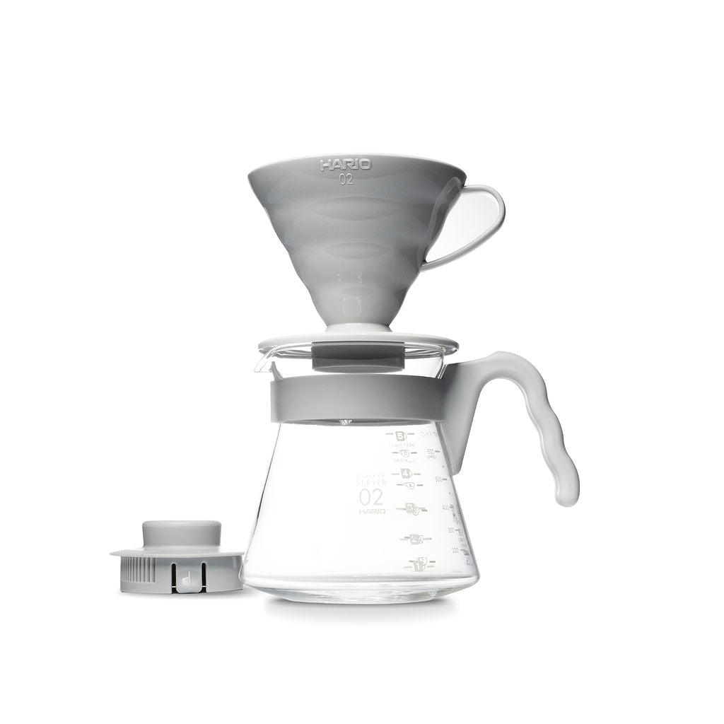 Hario V60 02 Plastic Pour Over Coffee Starter Kit - Pale Gray - Corkys Coffee