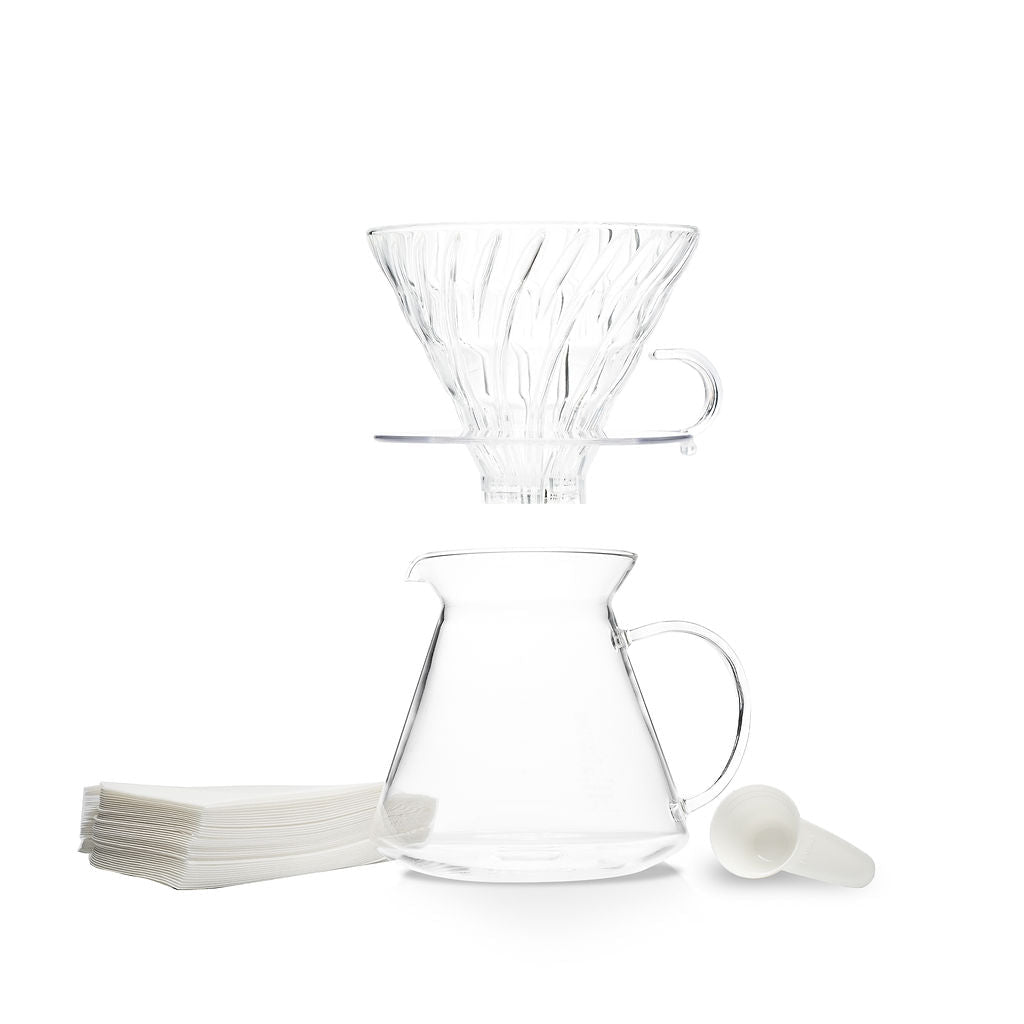 Hario V60 02 Simply Glass Pour Over Coffee Kit - Corkys Coffee