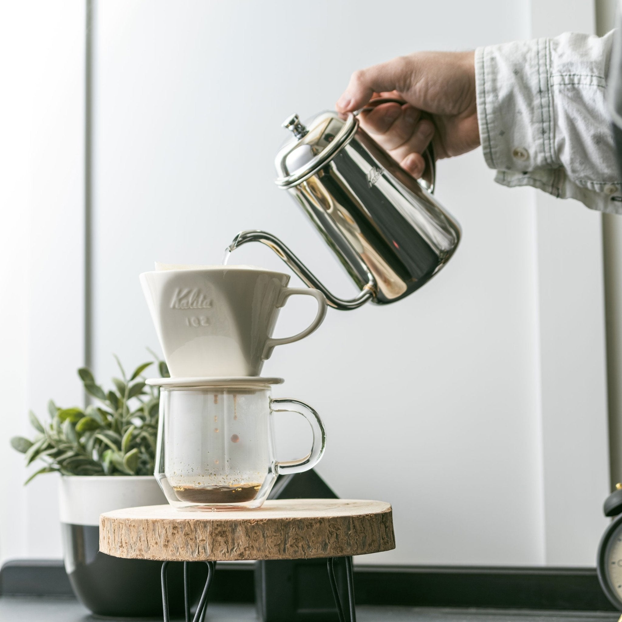 Kalita Style 102 Ceramic Coffee Dripper - White - Corkys Coffee