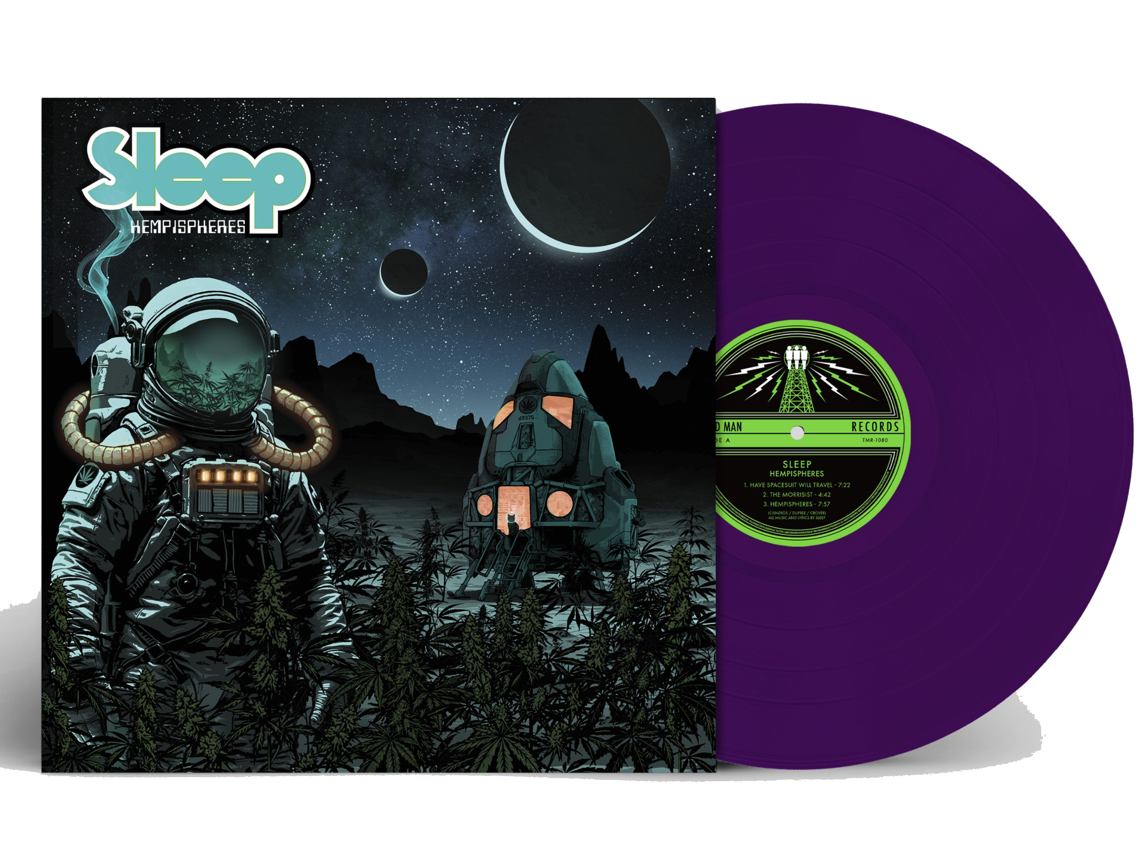 Sleep - Hempispheres LP (Indie Exclusive) — front cover + opaque purple vinyl mockup