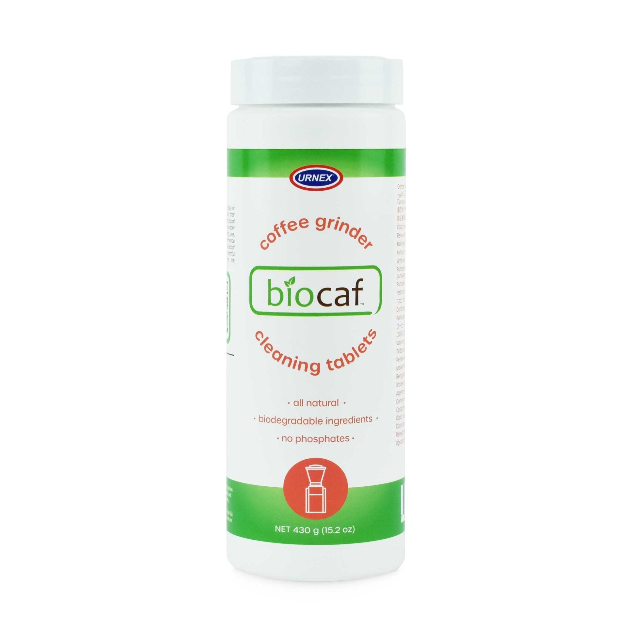 Urnex Biocaf Coffee Grinder Cleaning Tablets – 430 g (15.2 oz) - Corkys Coffee