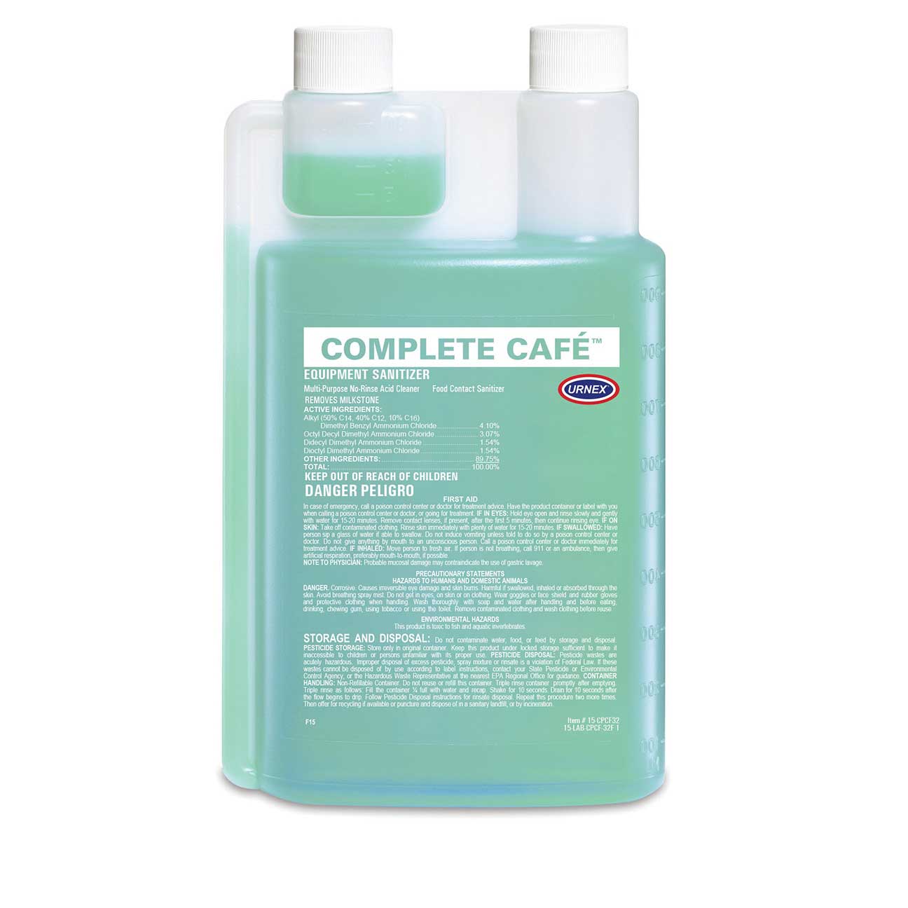 Urnex Complete Café Equipment Sanitizer – 1 Liter Bottle (33.8 oz) - Corkys Coffee