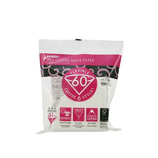 V60 White Paper Filters, Size 01 (100 ct) - Corkys Coffee