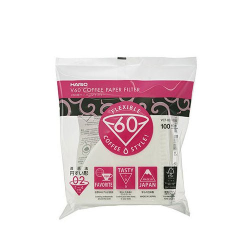 V60 White Paper Filters, Size 02 (100 ct) - Corkys Coffee