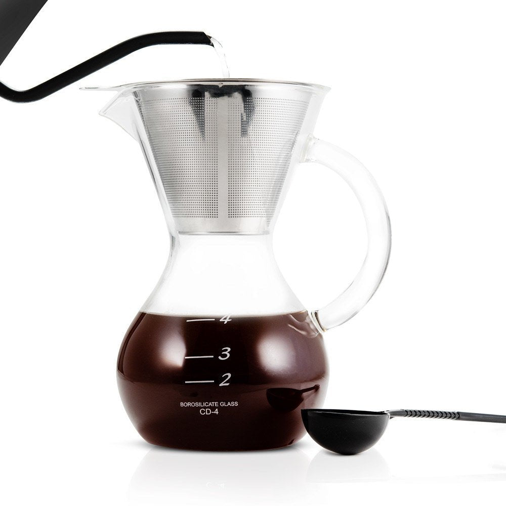 Yama Glass Coffee Drip Pot w/ Glass Handle & Filter Cone - 20oz - Corkys Coffee