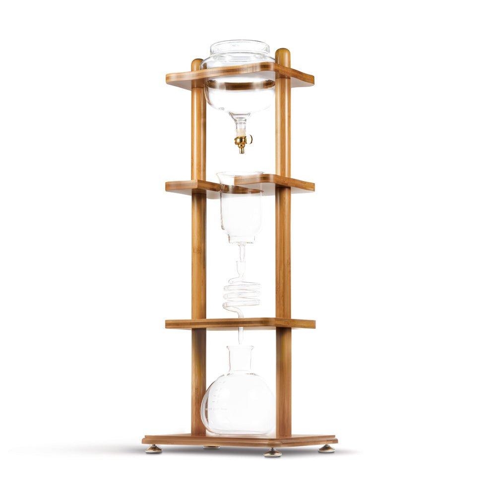 Yama Glass Cold Brew Tower – Bamboo Straight Frame – 6–8 Cup (32 oz) - Corkys Coffee