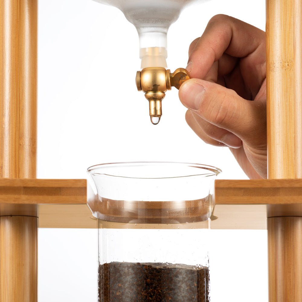 Yama Glass Cold Brew Tower – Bamboo Straight Frame – 6–8 Cup (32 oz) - Corkys Coffee