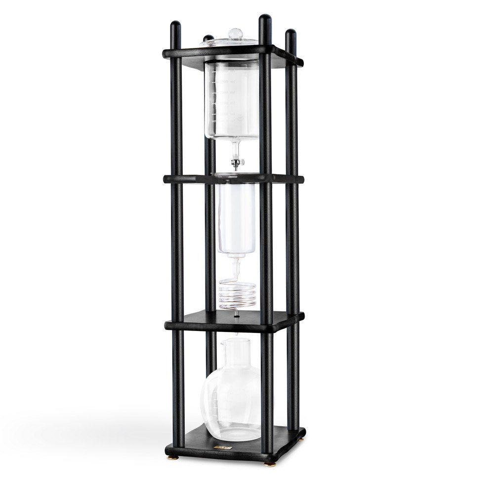 Yama Glass Cold Brew Tower – Black Straight Frame – 25 Cup (100 oz) - Corkys Coffee