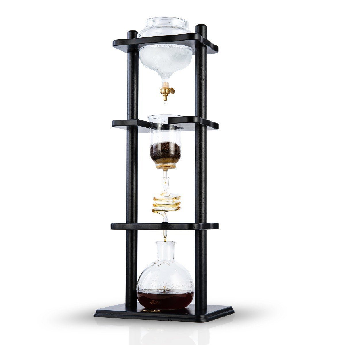 Yama Glass Cold Brew Tower – Black Straight Frame – 6–8 Cup (32 oz) - Corkys Coffee