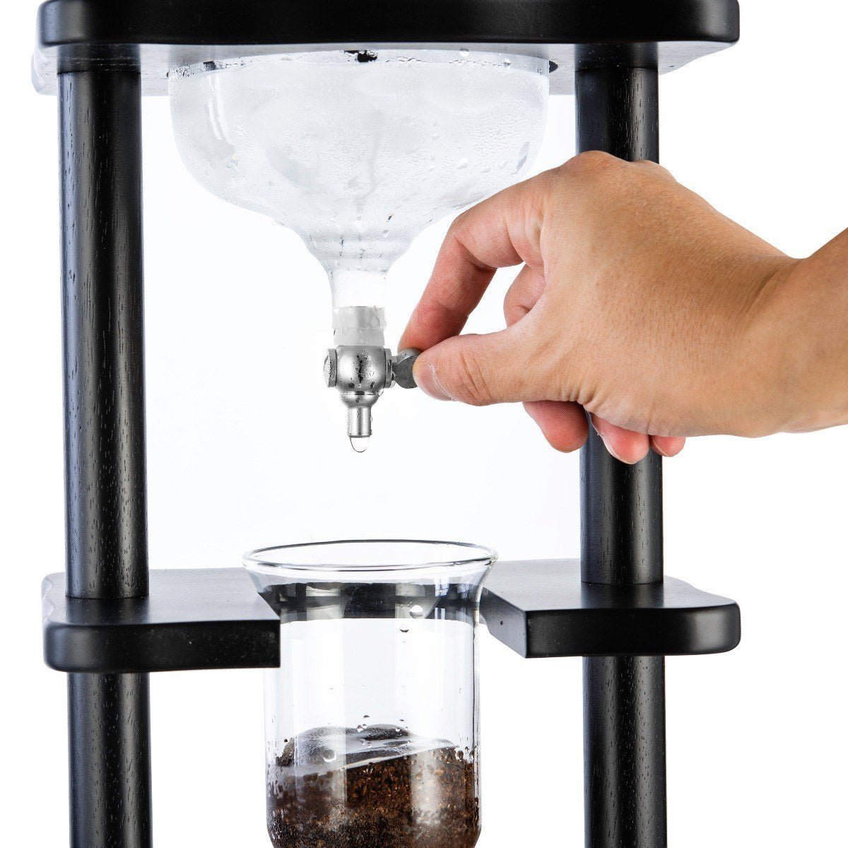 Yama Glass Cold Brew Tower – Black Straight Frame – 6–8 Cup (32 oz) - Corkys Coffee