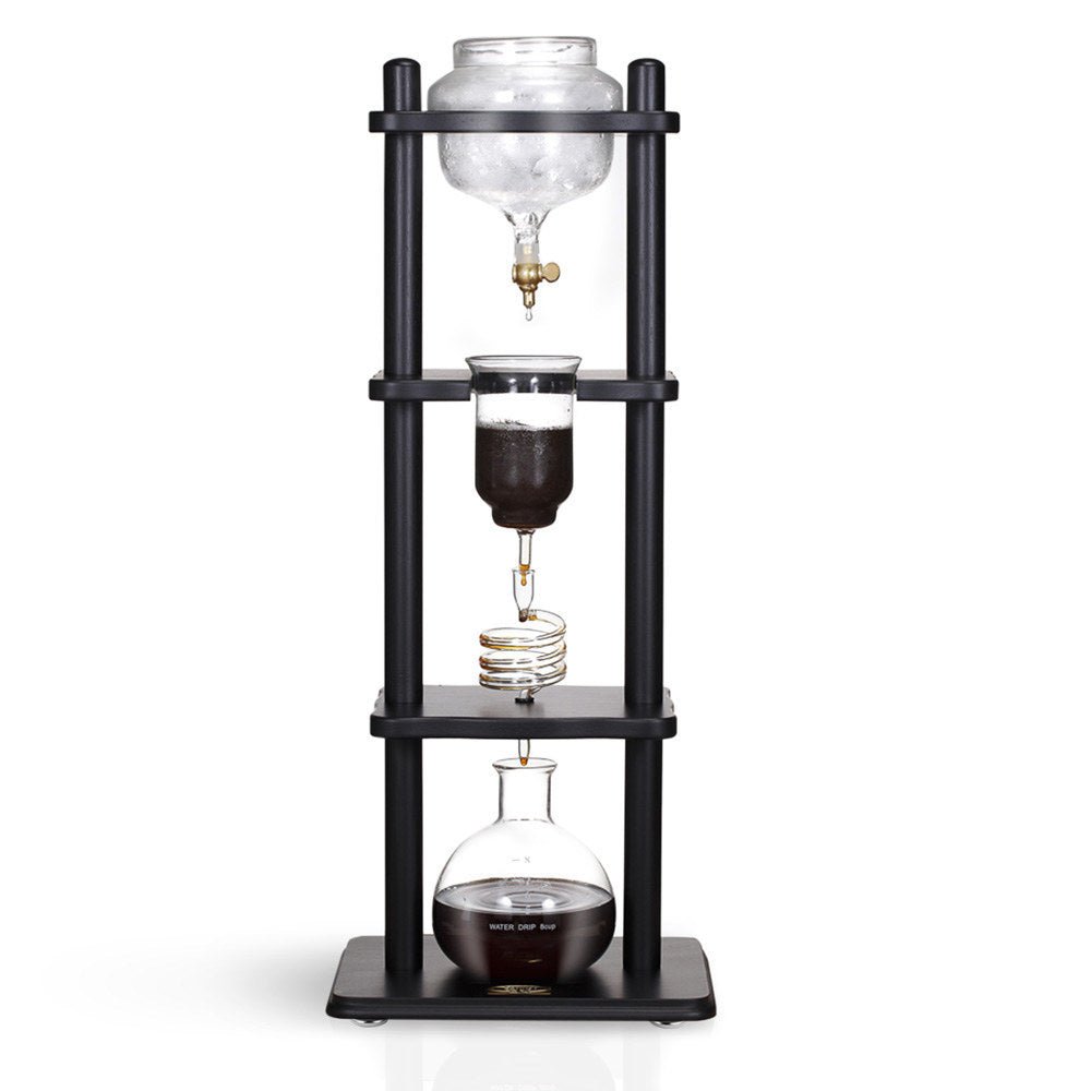 Yama Glass Cold Brew Tower – Black Straight Frame – 6–8 Cup (32 oz) - Corkys Coffee