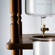 Yama Glass Cold Brew Tower – Curved Brown Wood Frame – 25 Cup (100 oz) - Corkys Coffee