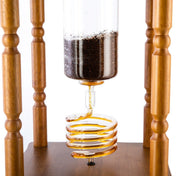Yama Glass Cold Brew Tower – Curved Brown Wood Frame – 25 Cup (100 oz) - Corkys Coffee