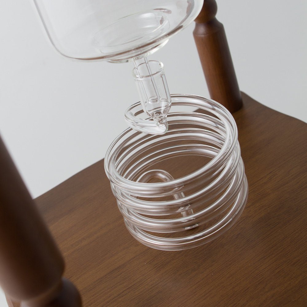 Yama Glass Cold Brew Tower – Curved Brown Wood Frame – 25 Cup (100 oz) - Corkys Coffee