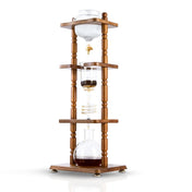 Yama Glass Cold Brew Tower – Curved Brown Wood Frame – 6–8 Cup (32 oz) - Corkys Coffee