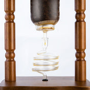 Yama Glass Cold Brew Tower – Curved Brown Wood Frame – 6–8 Cup (32 oz) - Corkys Coffee