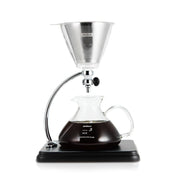 Yama Glass Silverton Brewer w/ Black Base & Silver Accents - Corkys Coffee